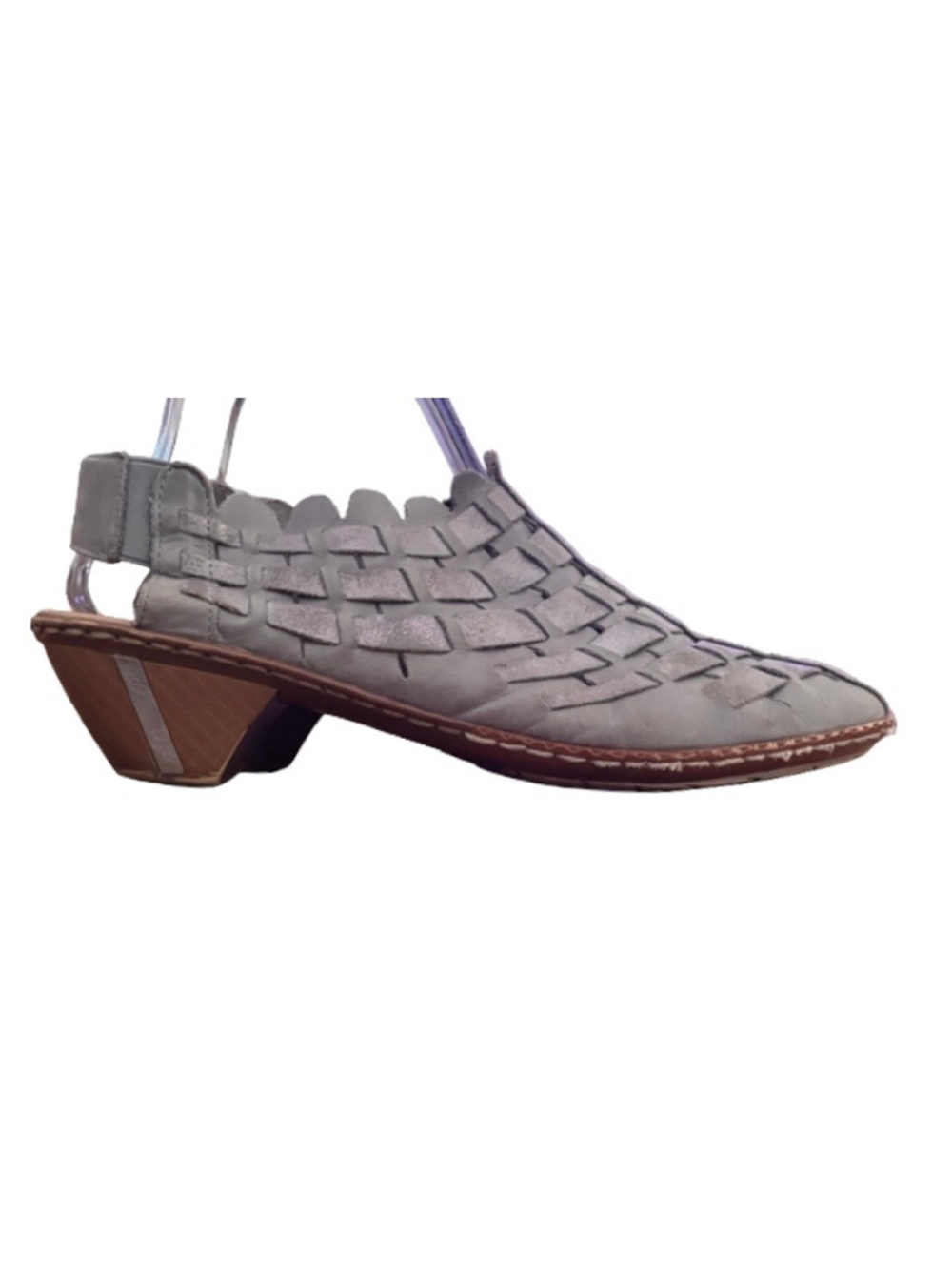 Rieker Sina Antistress Blu/Gry woven Lthr slngbk shoes SZ 9 lagenlook comfort - Picture 4 of 8